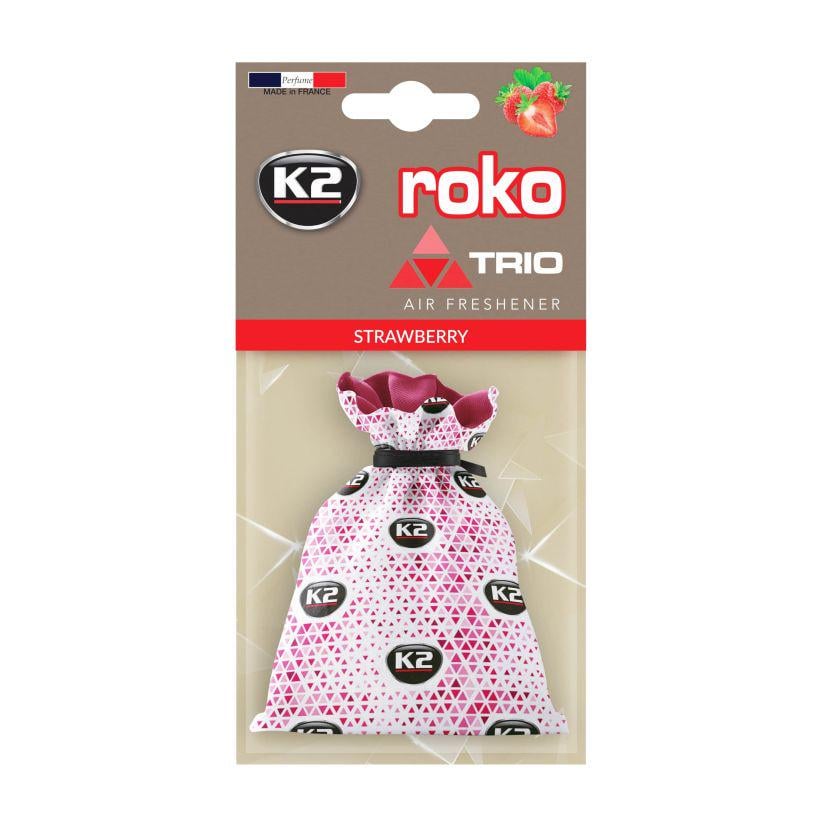 Ароматизатор для салона авто Roko Trio с ароматом клубника 25 г (K20315)
