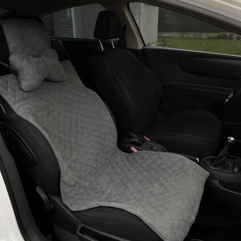 Накидка на сиденье автомобиля с подголовником эко-замша 1 шт. Серый (690) - фото 3 Накидка на сиденье автомобиля с подголовником эко-замша 1 шт. Серый (690) - фото 3