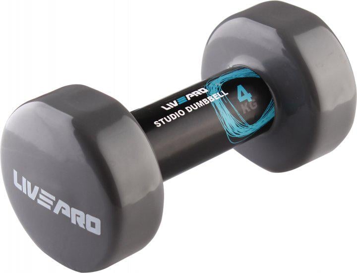 Гантель виниловый LivePro Studio Dumbbell 4 кг Серый (LP8076-4) - фото 1