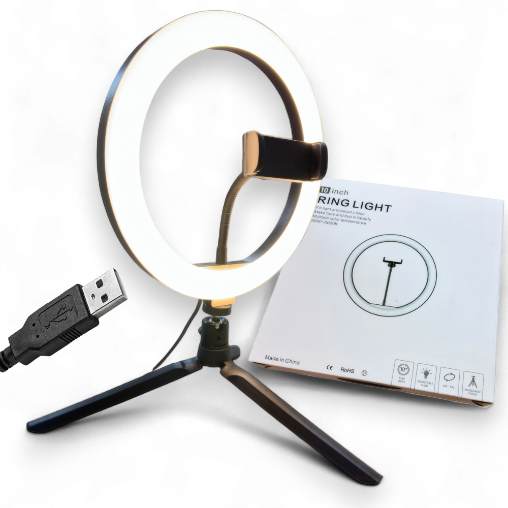 Кольцевая LED-лампа для телефона BRL-10 Tripod настольная на треноге 3000-6000K 26 см (BRL-10Tripod)