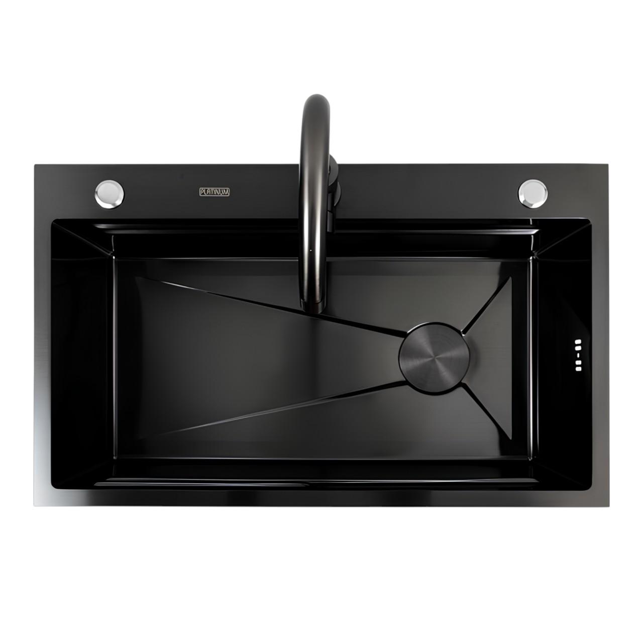 Мийка кухонна Platinum CM 75х46B з вологостійкою дошкою для обробки продуктів та сифоном Чорний (є266) - фото 7 Мийка кухонна Platinum CM 75х46B з вологостійкою дошкою для обробки продуктів та сифоном Чорний (є266) - фото 7