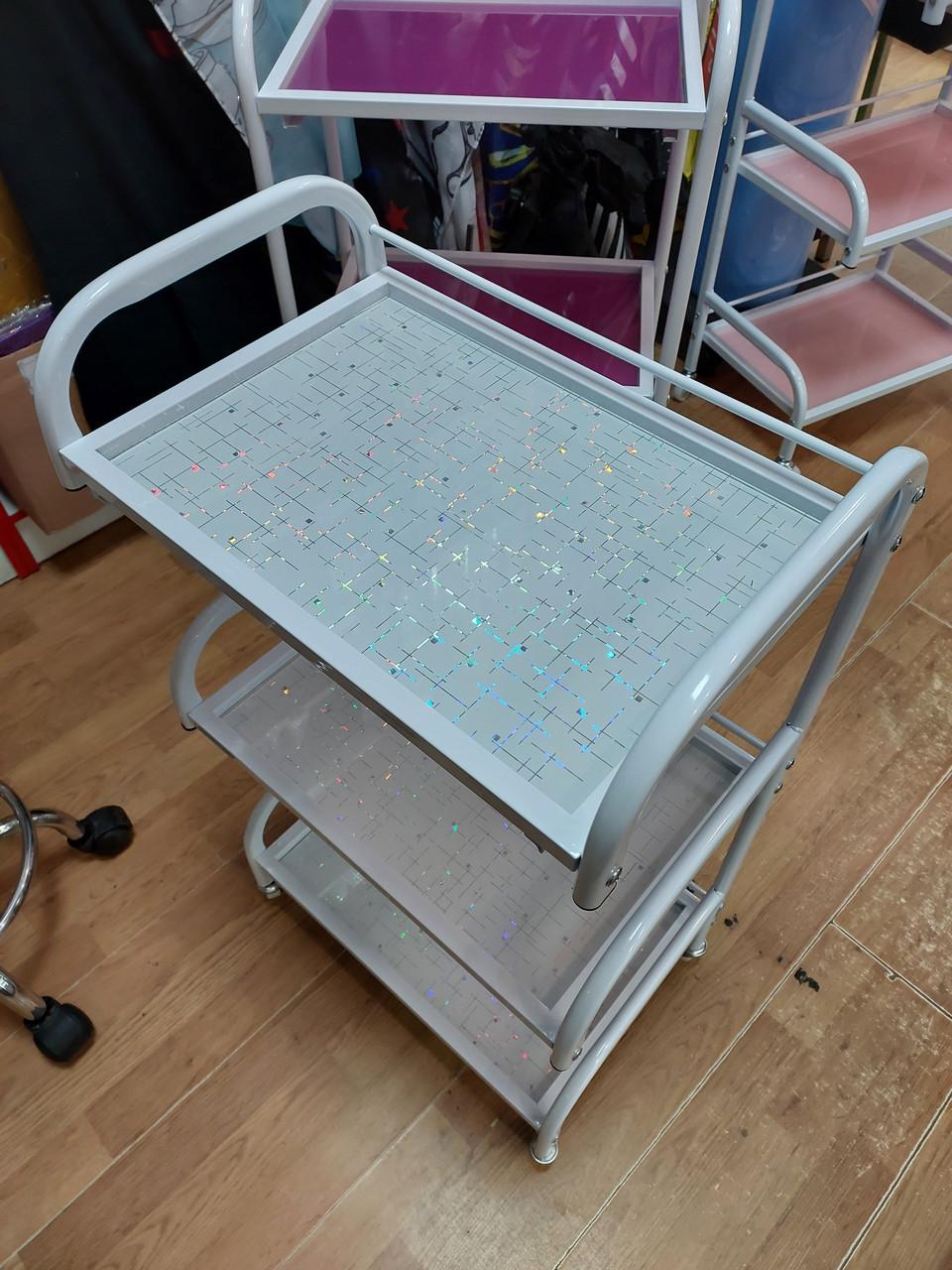 Коляска косметологическая на 3 полочки ДенІС professional с выдвижным лотком Белый (1758973677) - фото 3