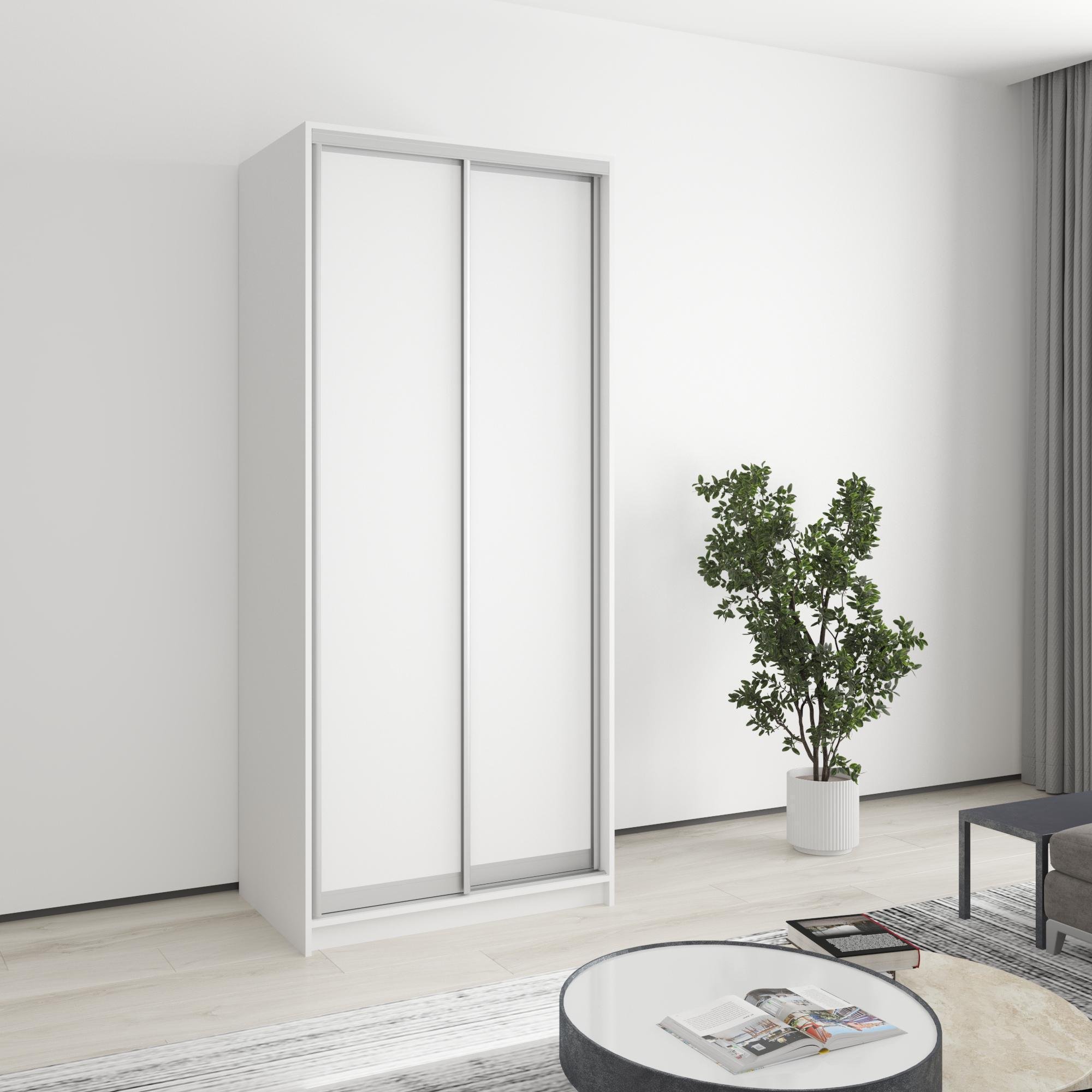 Шкаф-купе двухдверный MebelStar Уни AL 2 ДСП 90x45x210 см Аляска белый (MBS-2566)