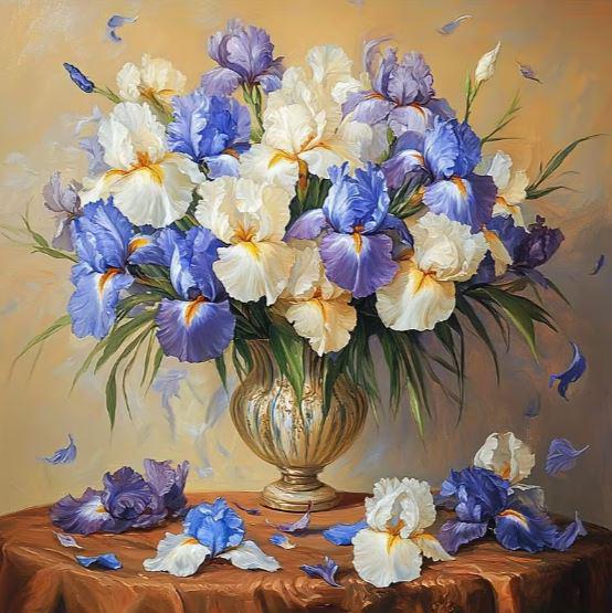 Набор для вышивания крестиком JOZYSH «Ирисы» 14CT канва Аиду с нанесенным рисунком 40x40 см (2892540673)