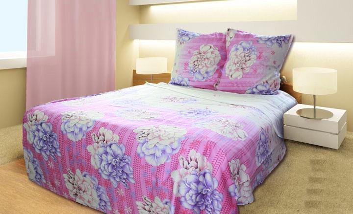 Комплект постельного белья евро Еней-плюс С0044 Розовый/Белый