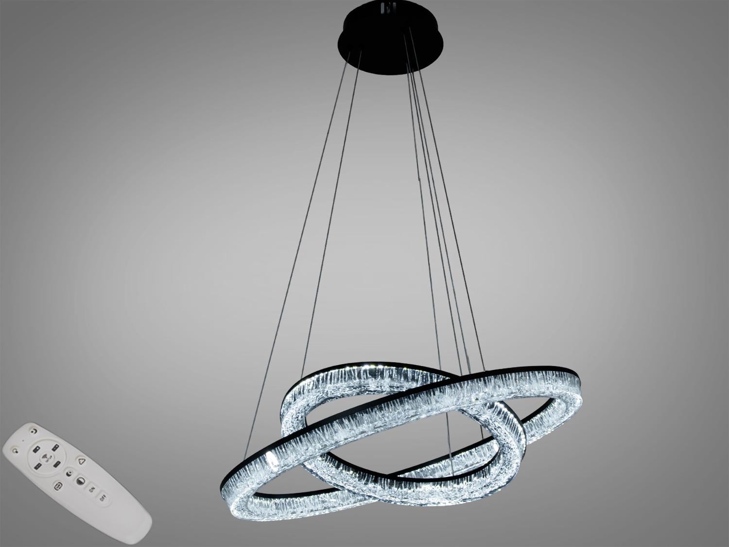 Люстра подвесная LED на 2 кольца 78 Вт с пультом Черный (D9711/600+400BK)