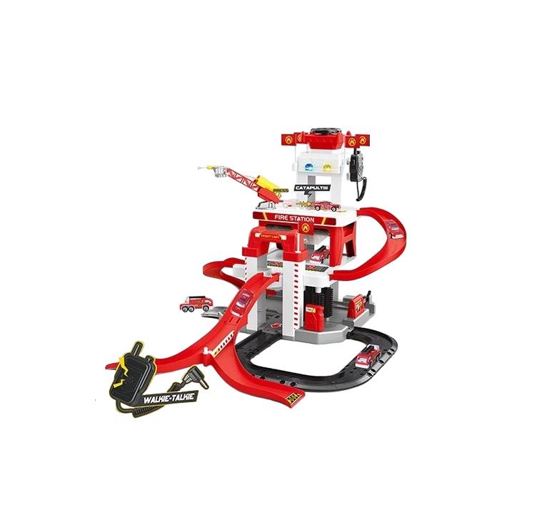 Парковка детская RJS Toys 53 элемента/3 металлопластиковые машинки/вертолет Red (157316)