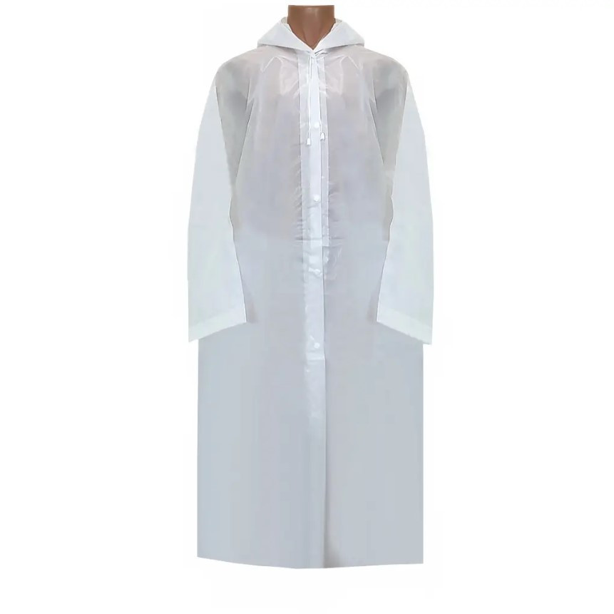 Плащ-дощовик на кнопках з капюшоном з паяними швами EVA Raincoat Білий (2887)