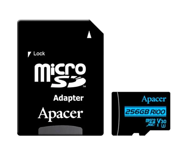 Карта памяти microSDXC Apacer V30 R100Mb/sClass 10UHS-1 U3/Adapter SD 256Gb