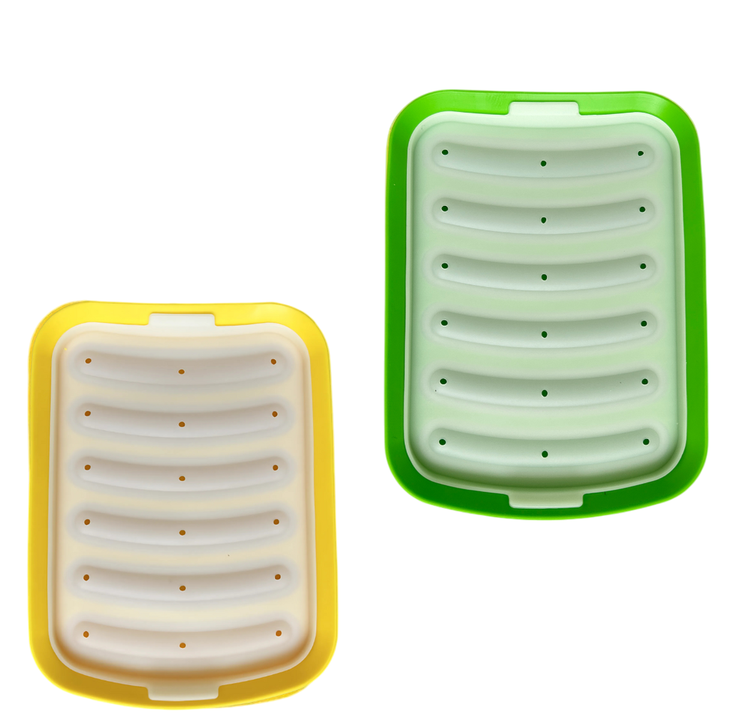 Форма для сосисок силіконова на 6 секцій 2 шт. Жовтий/Зелений (2565431152)