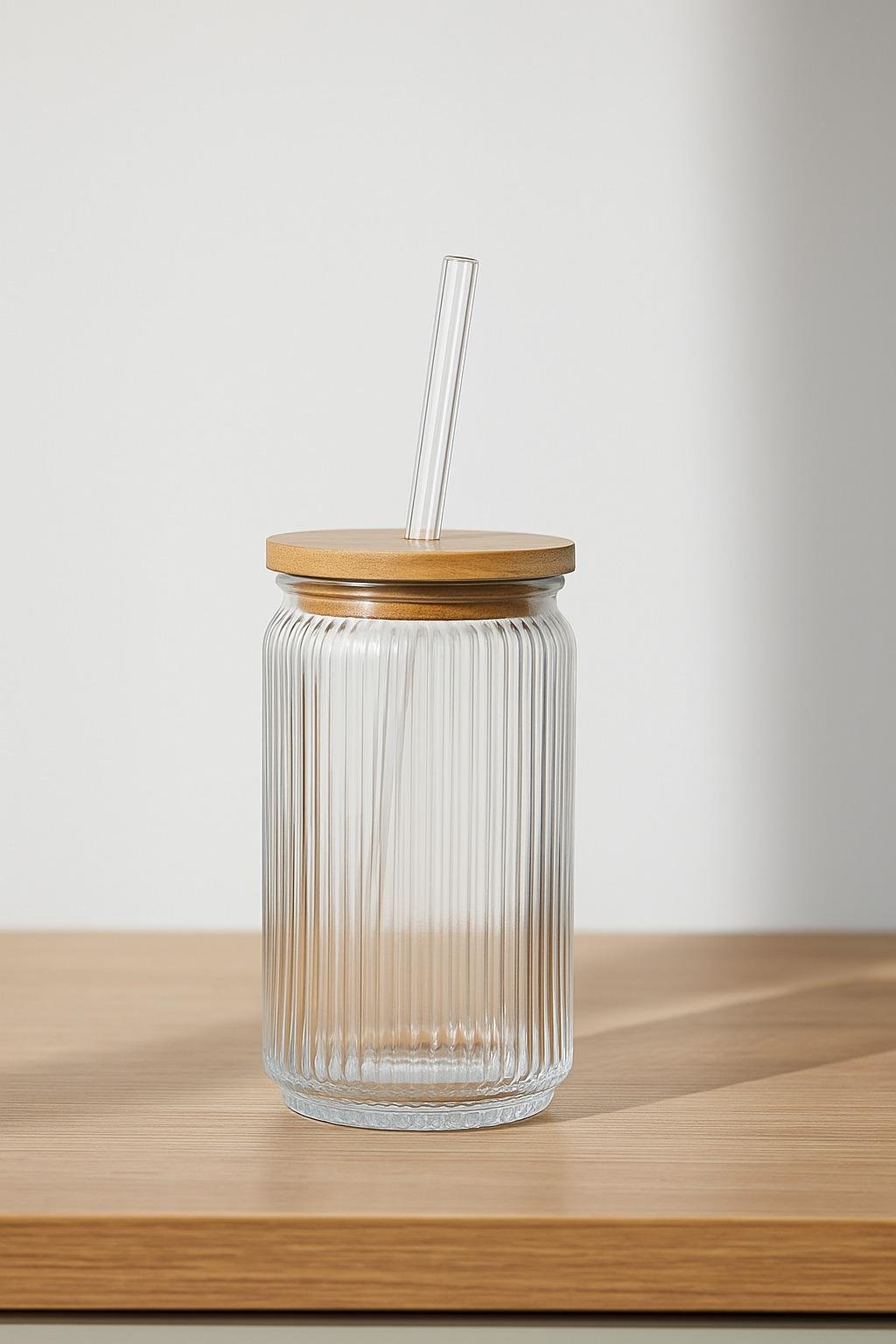 Склянка з бамбуковою кришкою та трубочкою Fusion 15х17 см (R10935)