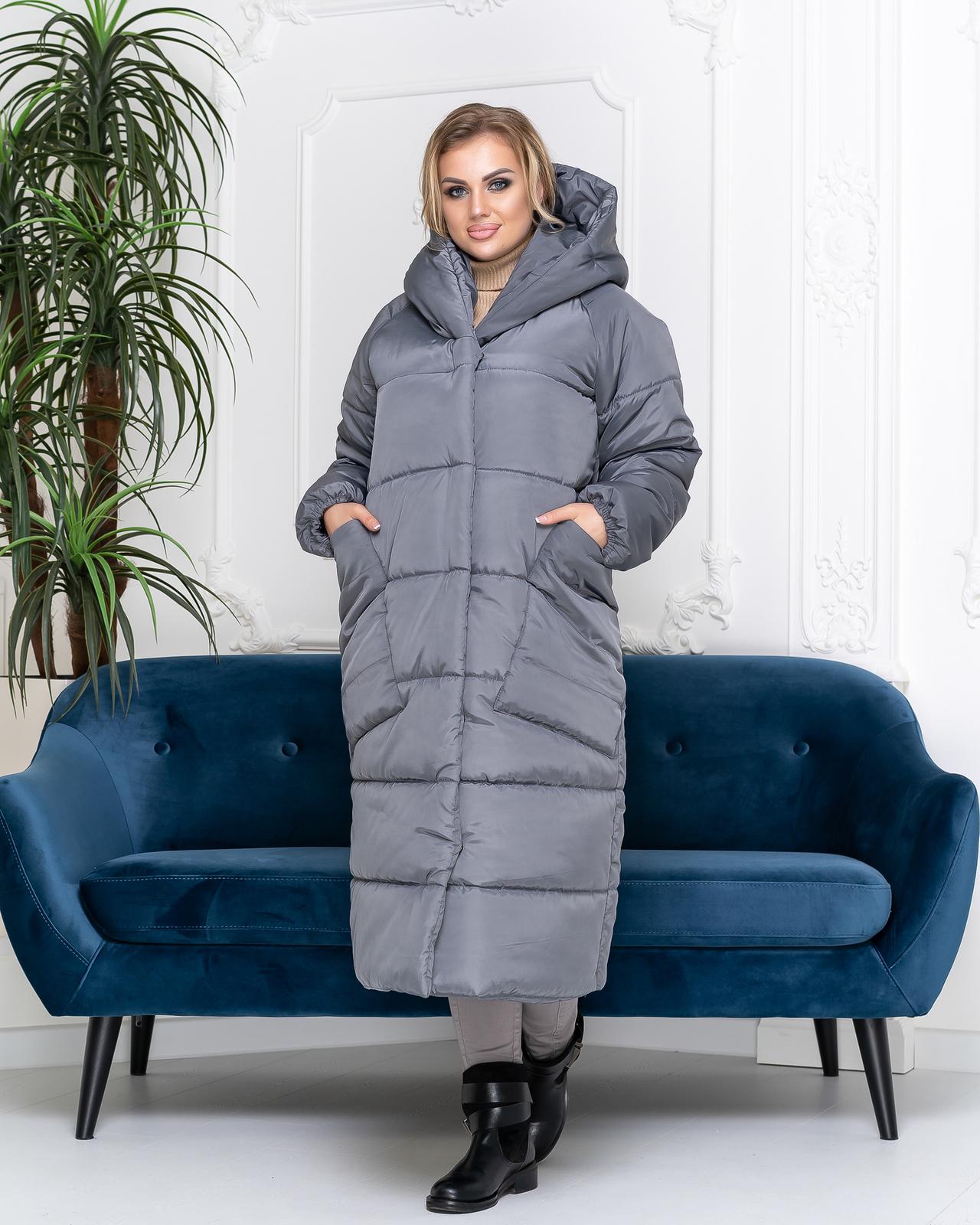 Куртка-кокон зимняя Аiza А500 р. 42-44 Темно-серый (12276869)