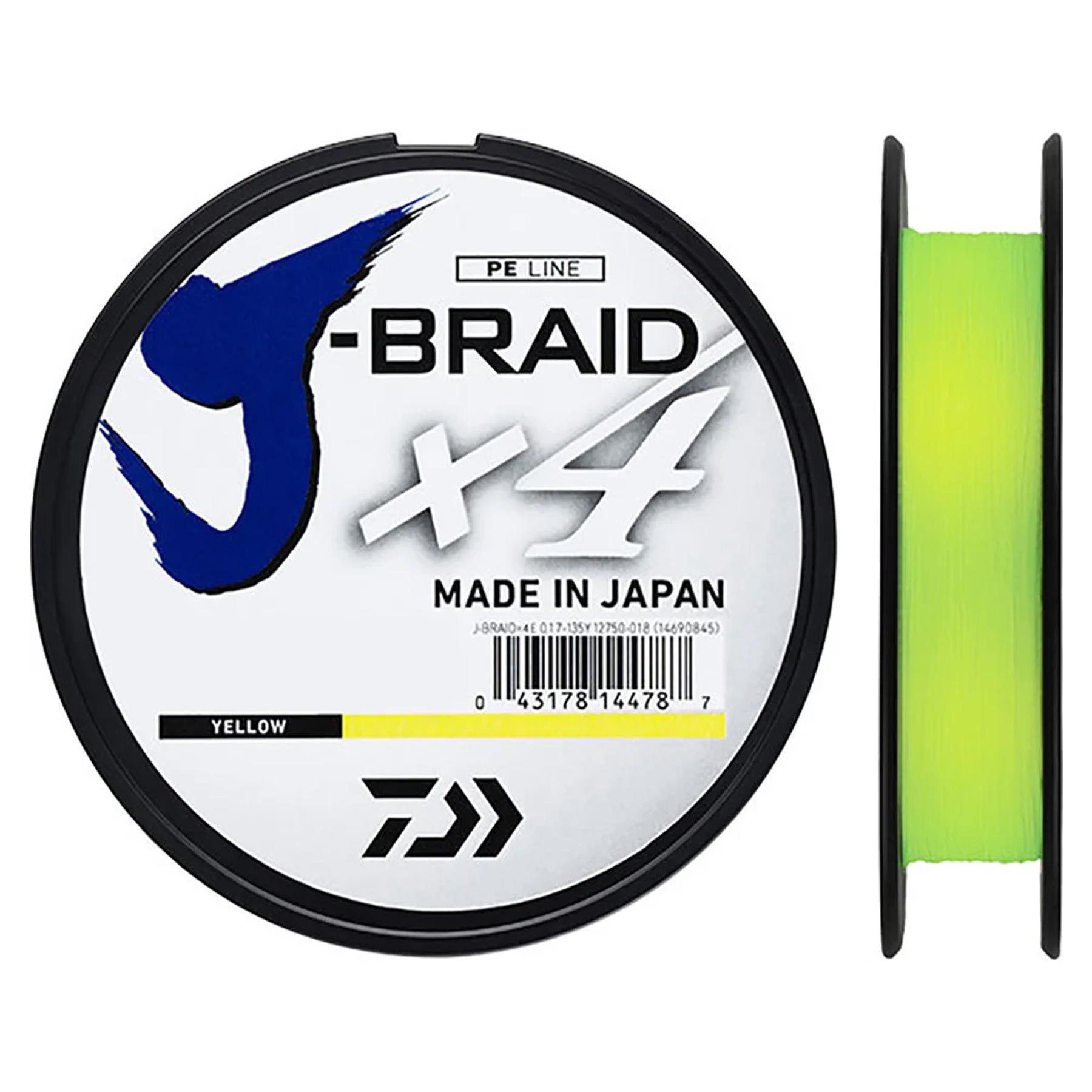 Шнур Daiwa J-Braid X4 135 м 0,07 мм 2,6 кг 6lb Yellow