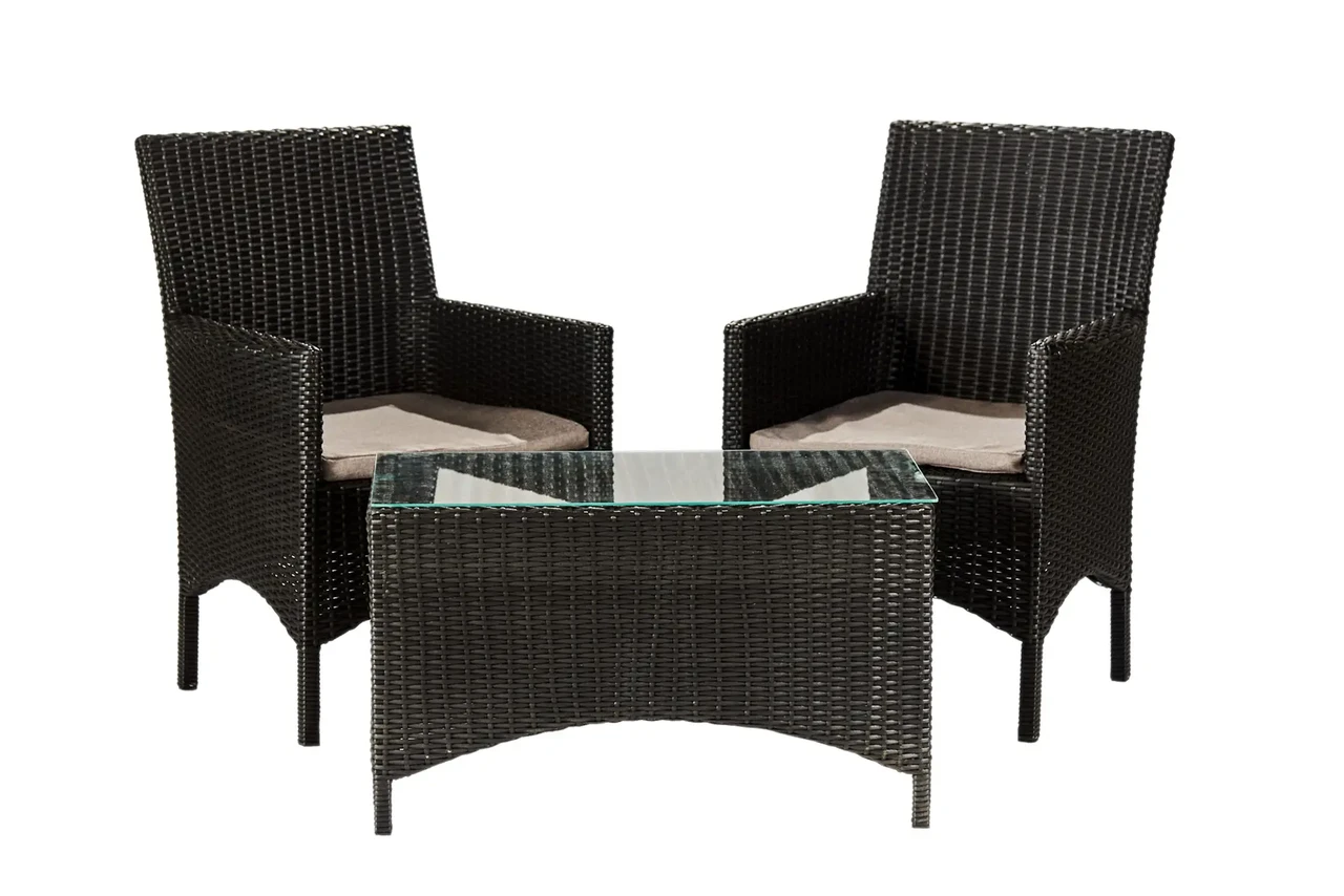 Комплект садових меблів Монако Твін на металевому каркасі з техноротангу /стул/2 крісла Чорний (CNT00008827)