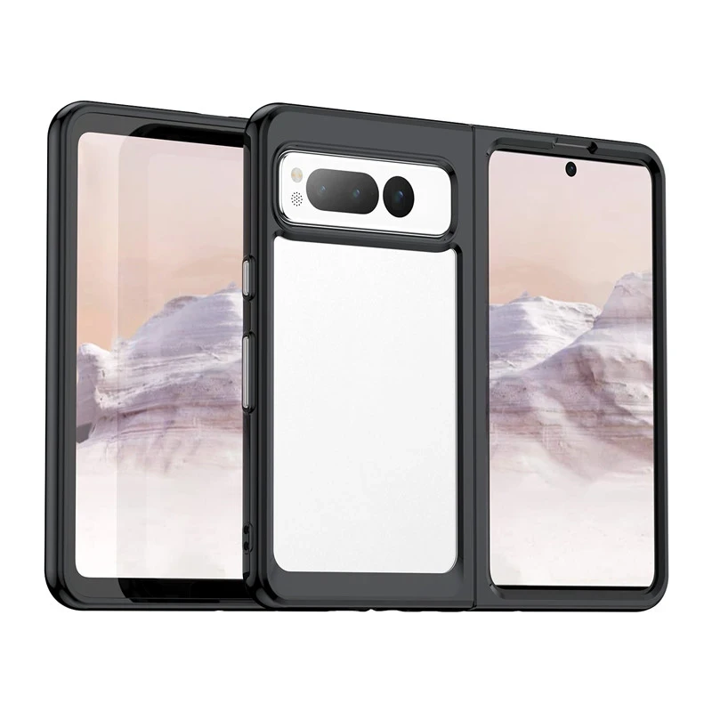 Бампер для Google Pixel Fold прозрачный, ударопрочный (Силикон + пластик)