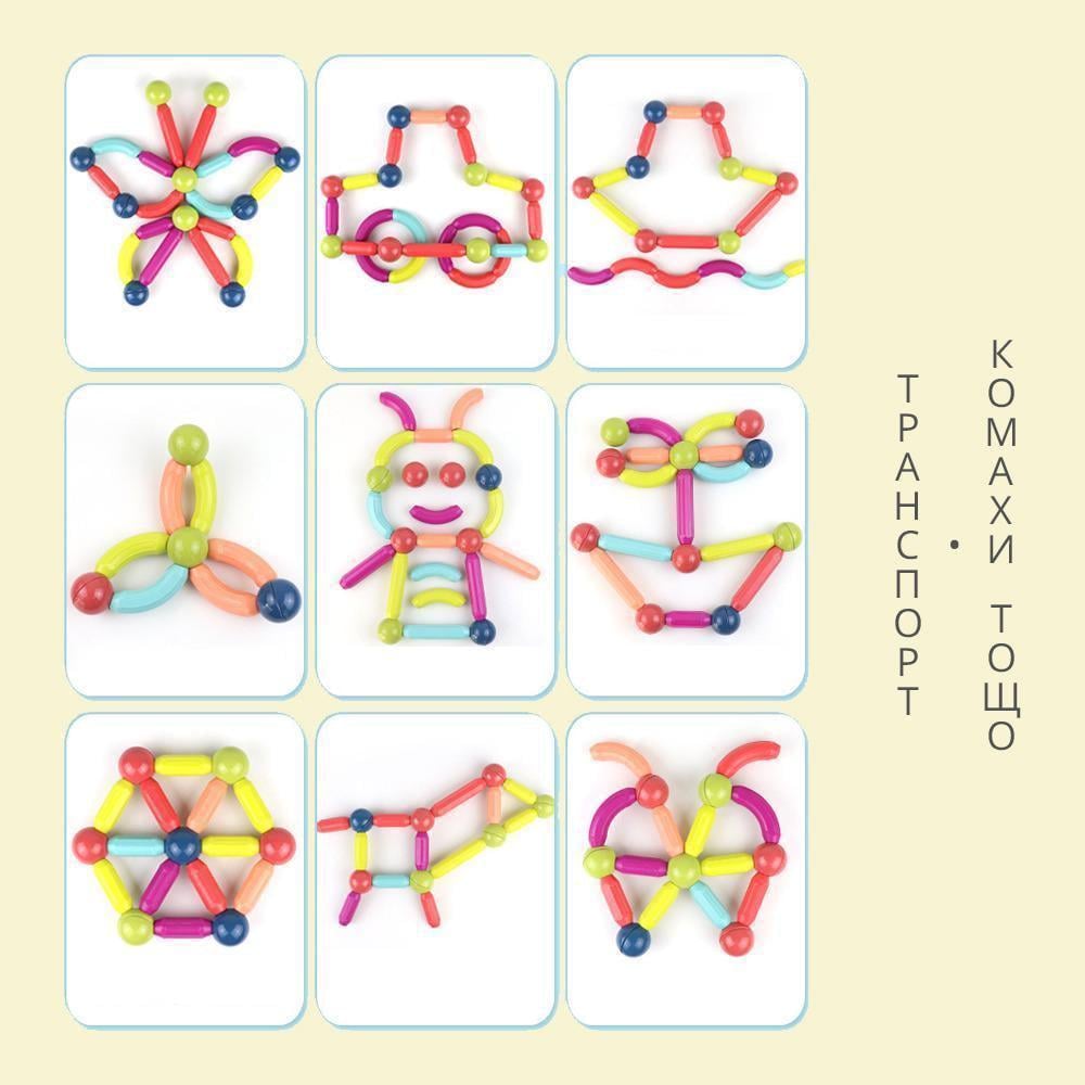 Конструктор 3D детский магнитный набор Magnetic Sticks для развития 64 дет. (12539230) - фото 9 Конструктор 3D детский магнитный набор Magnetic Sticks для развития 64 дет. (12539230) - фото 9