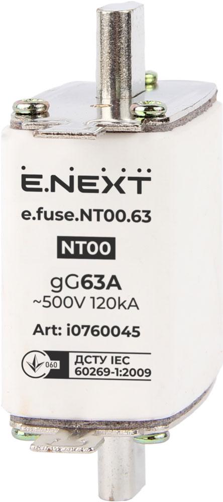 Запобіжник ножовий E.NEXT e.fuse.nt00.63 NT00 63A gG з плавкою вставкою (i0760045)