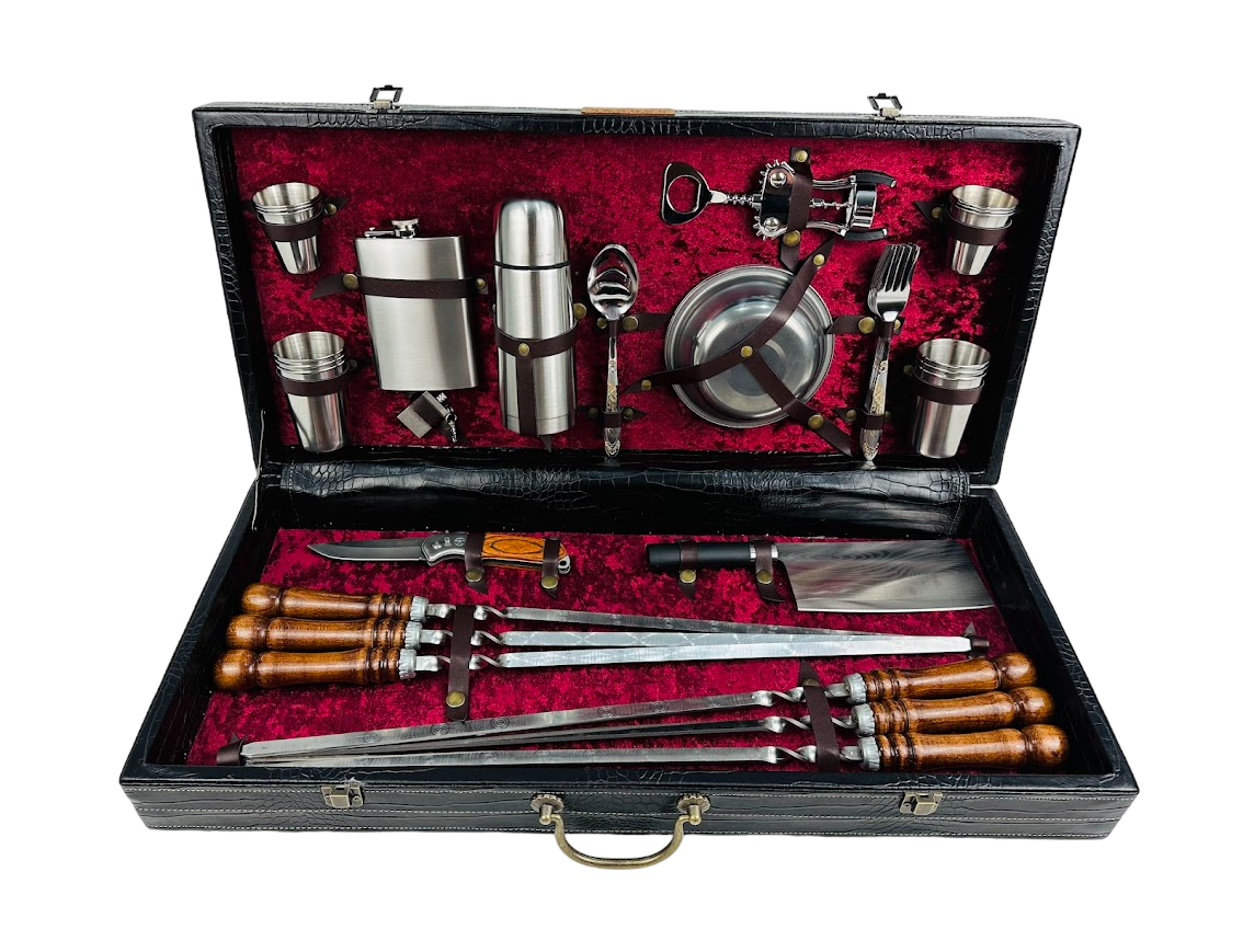 Набор шампуров подарочный VIP №4 в кожаном кейсе на 42 предмета (106-10-KS-7304)