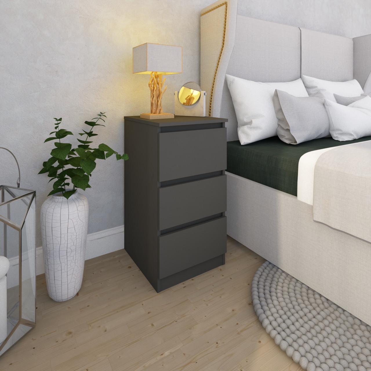 Комод MEBEX на 3 шухляди 50х40х77,4 см Сірий темний (VM3B500DG) - фото 1 Комод MEBEX на 3 шухляди 50х40х77,4 см Сірий темний (VM3B500DG) - фото 1