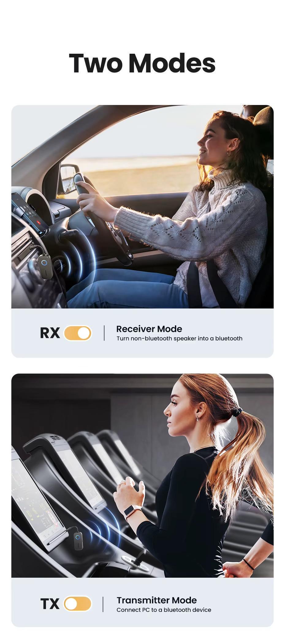 Адаптер UGREEN Bluetooth 5.2 3,5 мм AUX 28 годин роботи Чорний (35222) - фото 7 Адаптер UGREEN Bluetooth 5.2 3,5 мм AUX 28 годин роботи Чорний (35222) - фото 7