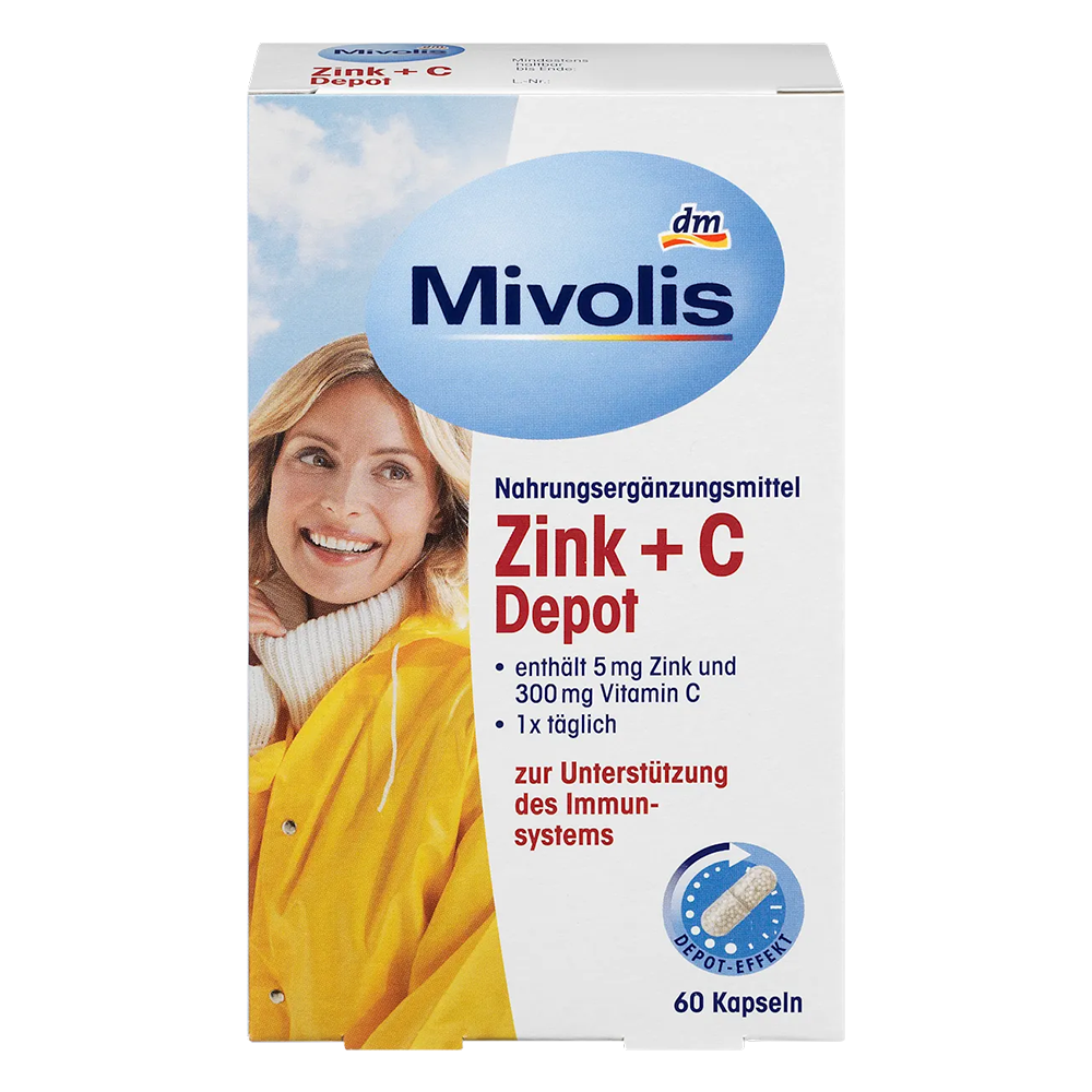 Цинк и витамин C депо Mivolis Zink+C Depot 60 капсул (EPI-15102025-1344)