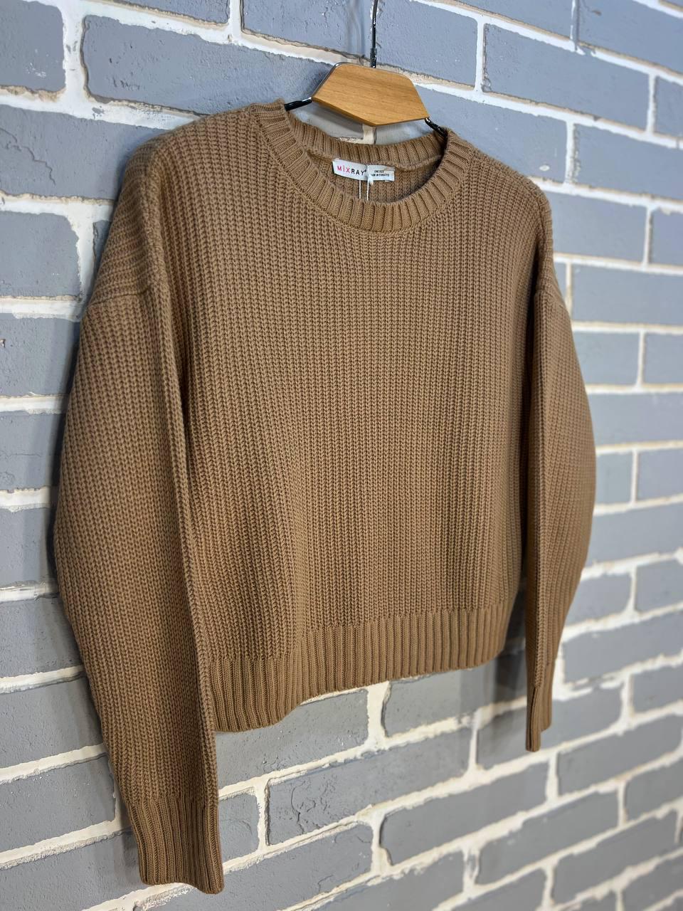 Свитер женский MIX RAY 6716 простой короткий базовый однотонный OS Бежевый (1234) - фото 6