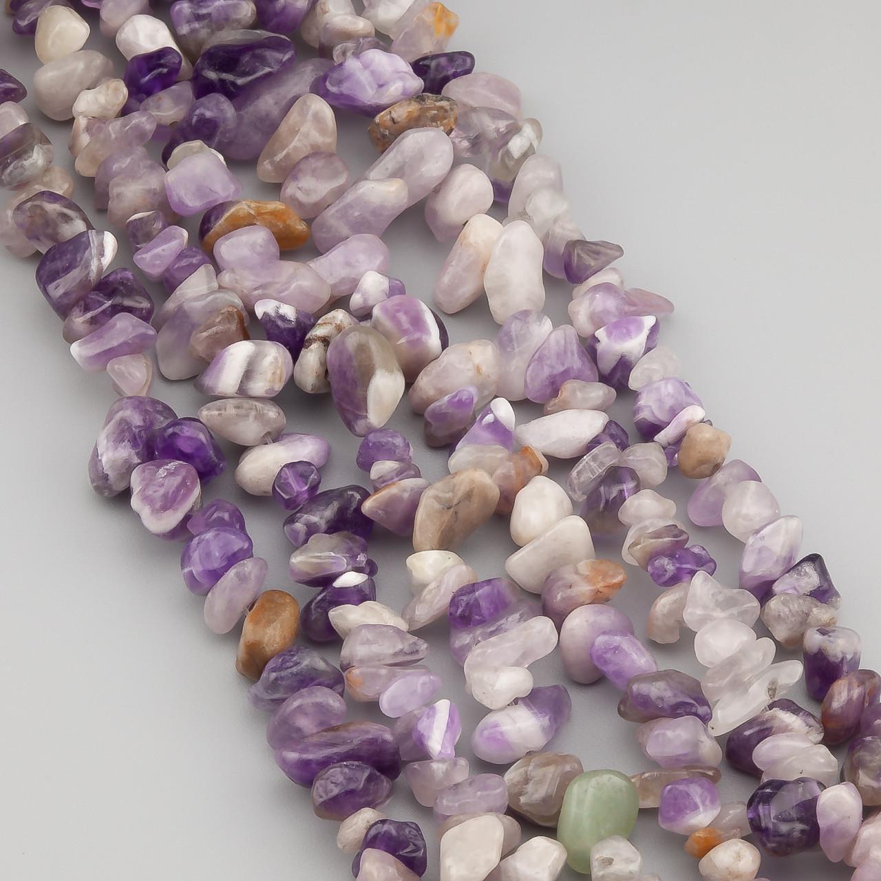 Аметист сколи крихта з натурального каменю 5-10 мм 80 см 1 шт. (НК8004с15)