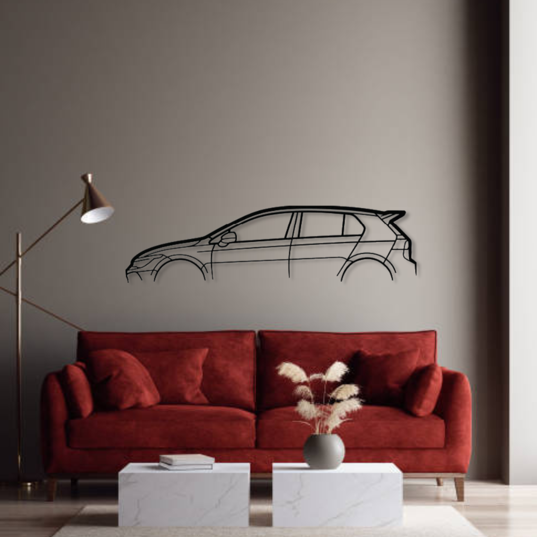 Декор на стену авто Volkswagen Golf 8R Classic из металла 100 см (auto153)