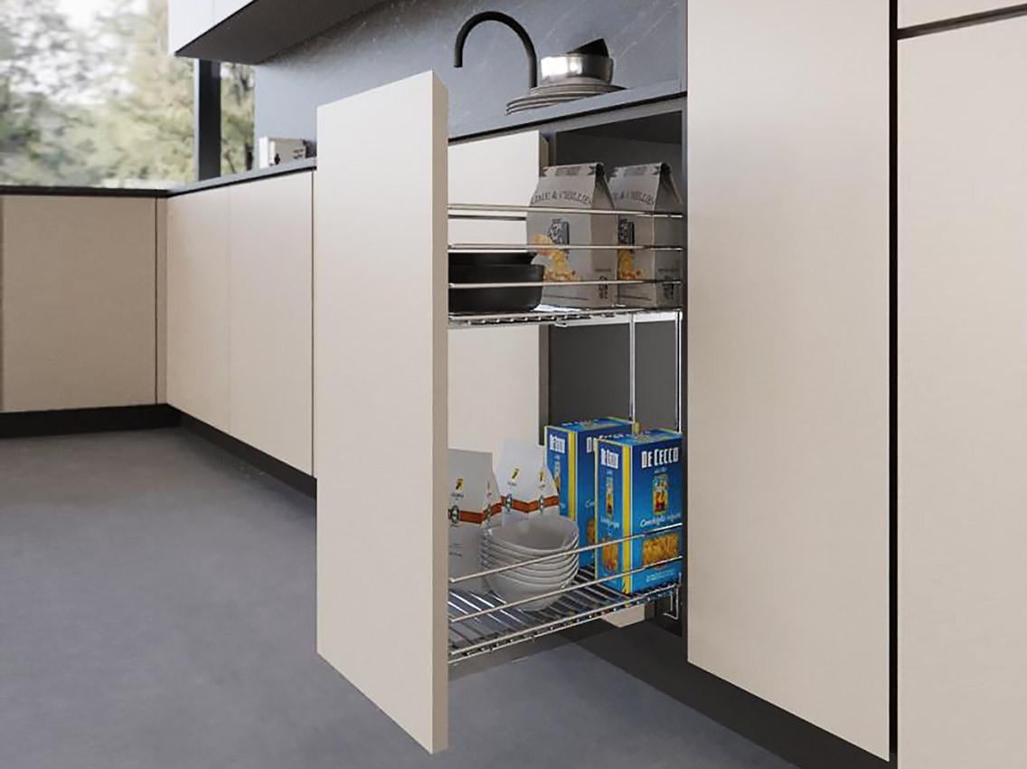 Карго фасад диагональное крепление с отталкивателем INOXA Unica 20S12/30 2 полки направляющие Salice 300 мм Хром (137284)