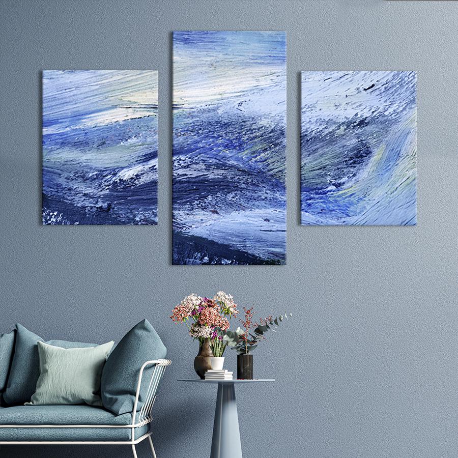 Картина для интерьера Синяя абстракция моря 141x90 см (10-32)