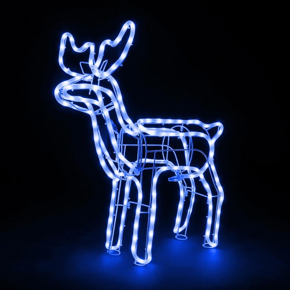 Декоративна світлодіодна фігура "Новорічний олень" висота 120 см 220 В з поворотом голови Синій - фото 6