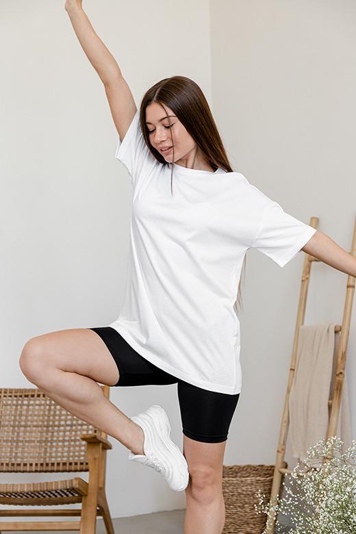 Футболка женская GBI Оверсайз хлопковая XS/S Белый (13722)