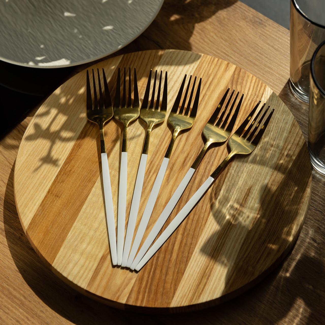 Набор столовых вилок 6 шт. 21,5 см Белый с золотом