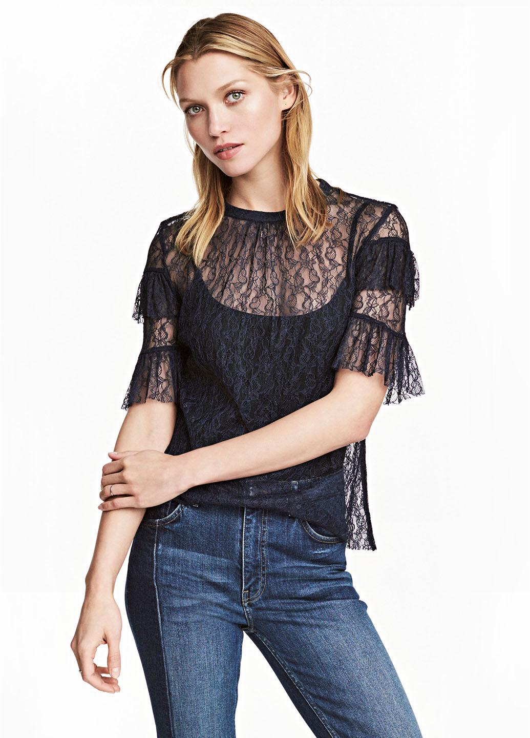 Блузка H&M 42 Темно-синій (2000001245422)