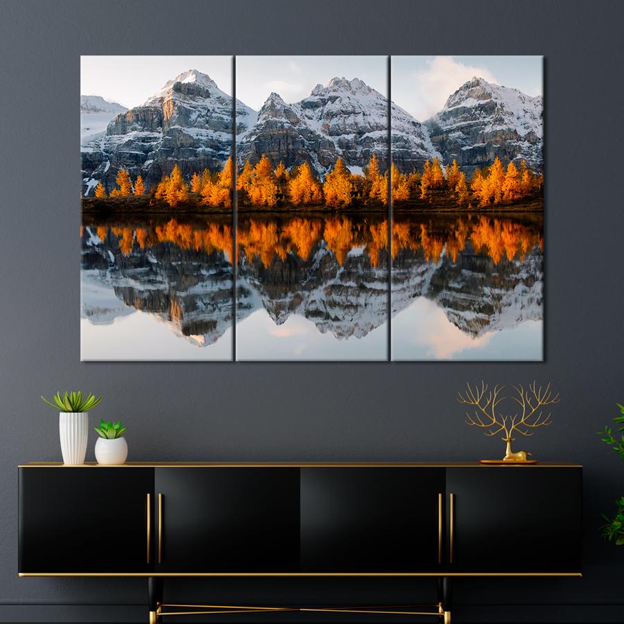 Картина природа Красивые золотые лиственницы в горах 78x48 см (A1120-3)