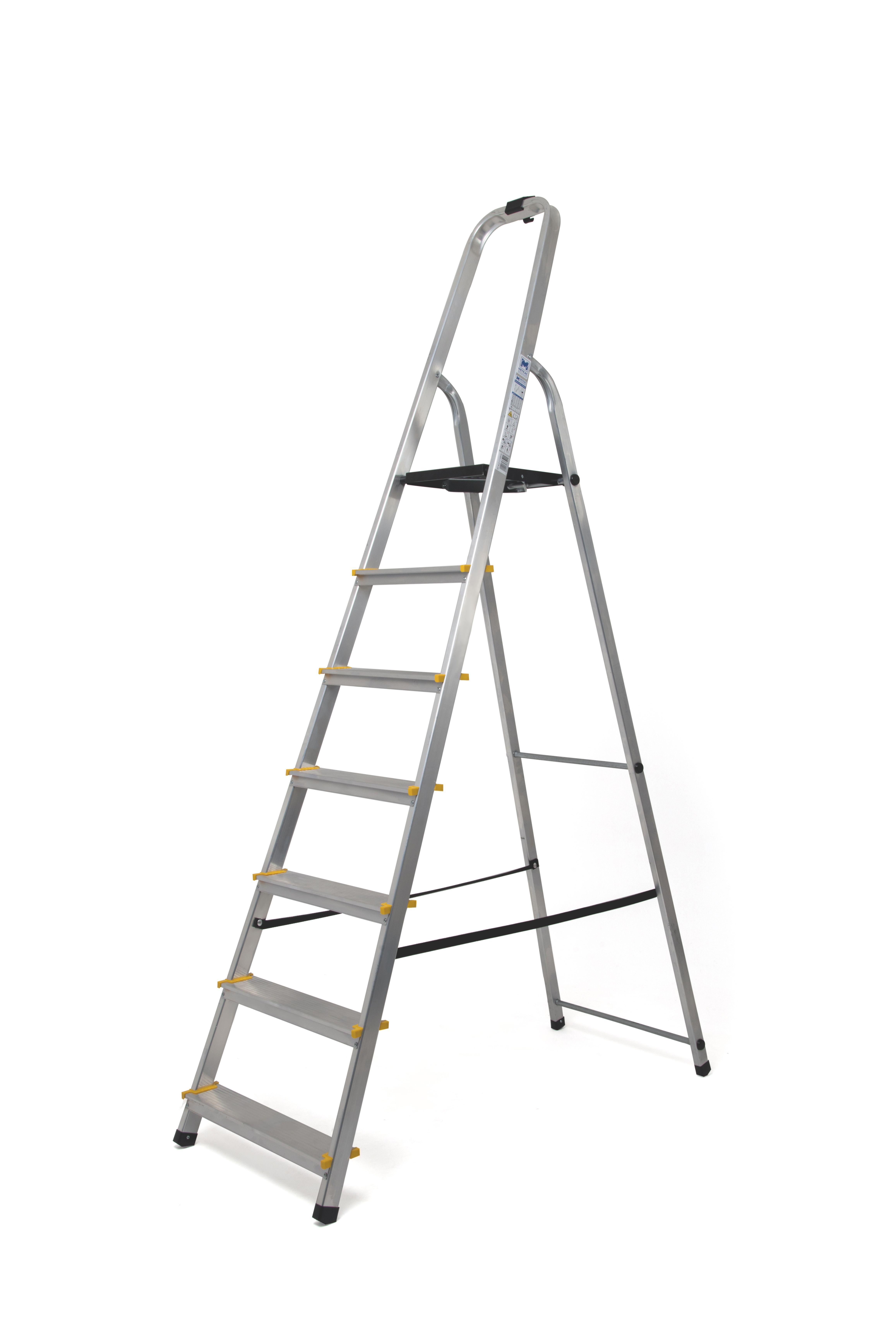 Драбина алюмінієва Skladcom на 7 сходинок 150 кг 215 см з поличкою для інструментів - фото 7