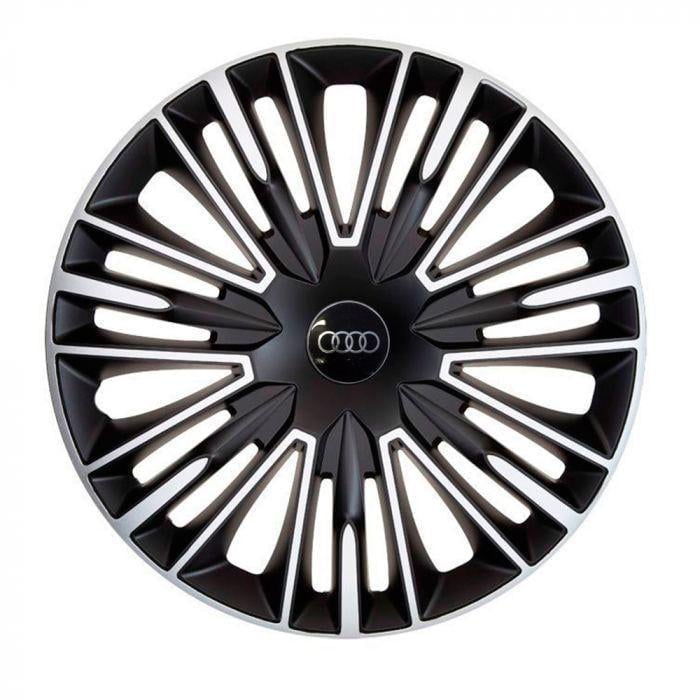 Колпаки для колес 4 Racing Jerez R14 с логотипом Audi 4 шт. Silver/Black