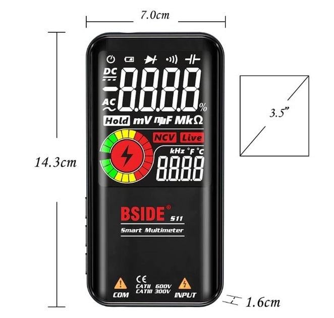 Мультиметр интеллектуальный BSIDE S11 NCV цветной цифровой DC/AC Black (13248783) - фото 10