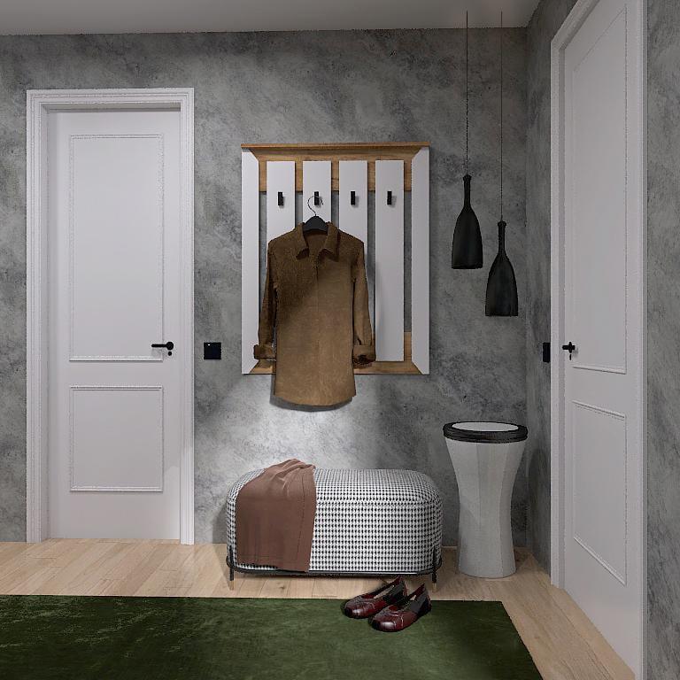 Вешалка на стену Нордик-900 Крафт Золотой/Белый (118383)