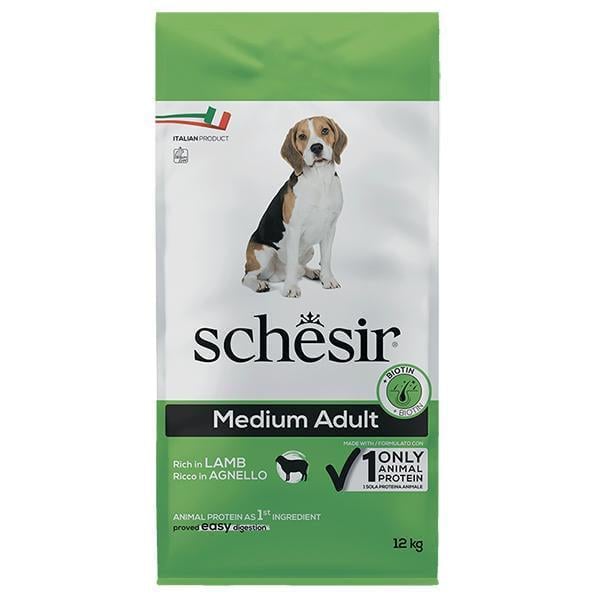Корм сухой для взрослых собак Schesir Dry Dog Medium Lamb монопротеиновый средних пород с ягненком 12 кг (ПСВСЯ12)