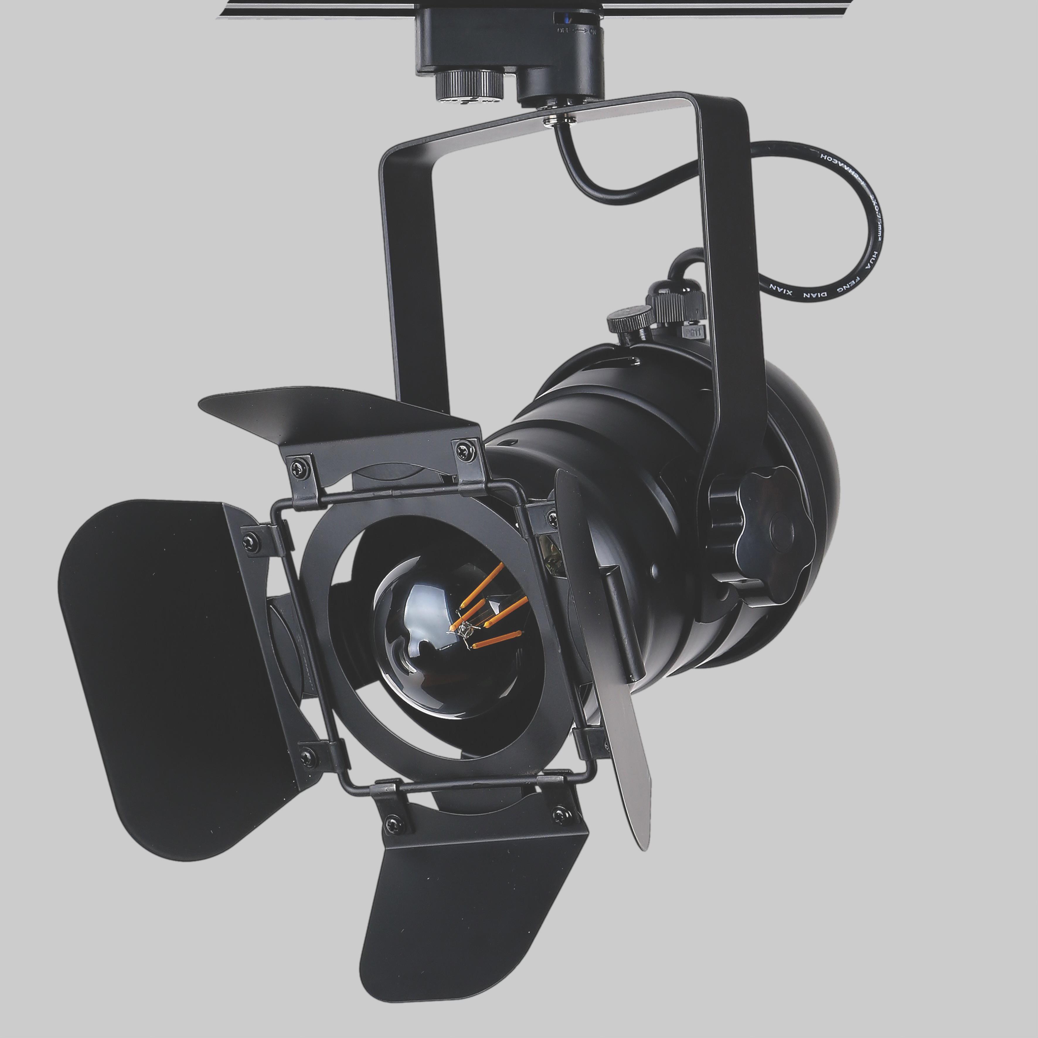 Прожектор потолочный трековый в стиле лофт Черный (52-19 BK)