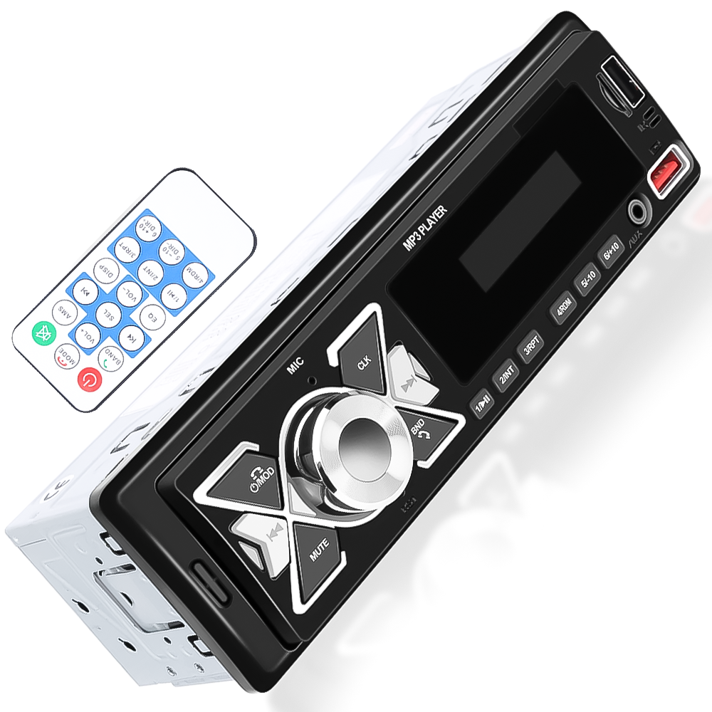 Автомагнитола 1DIN Podofo A3356 с FM Bluetooth/голосовым помощником/ с радио AUX USB/стерео управление из приложения Black