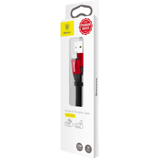 Кабель BASEUS Nimble Cable USB to Lightning CALMBJ-B91 2A 0,23 м Black/Red - фото 4