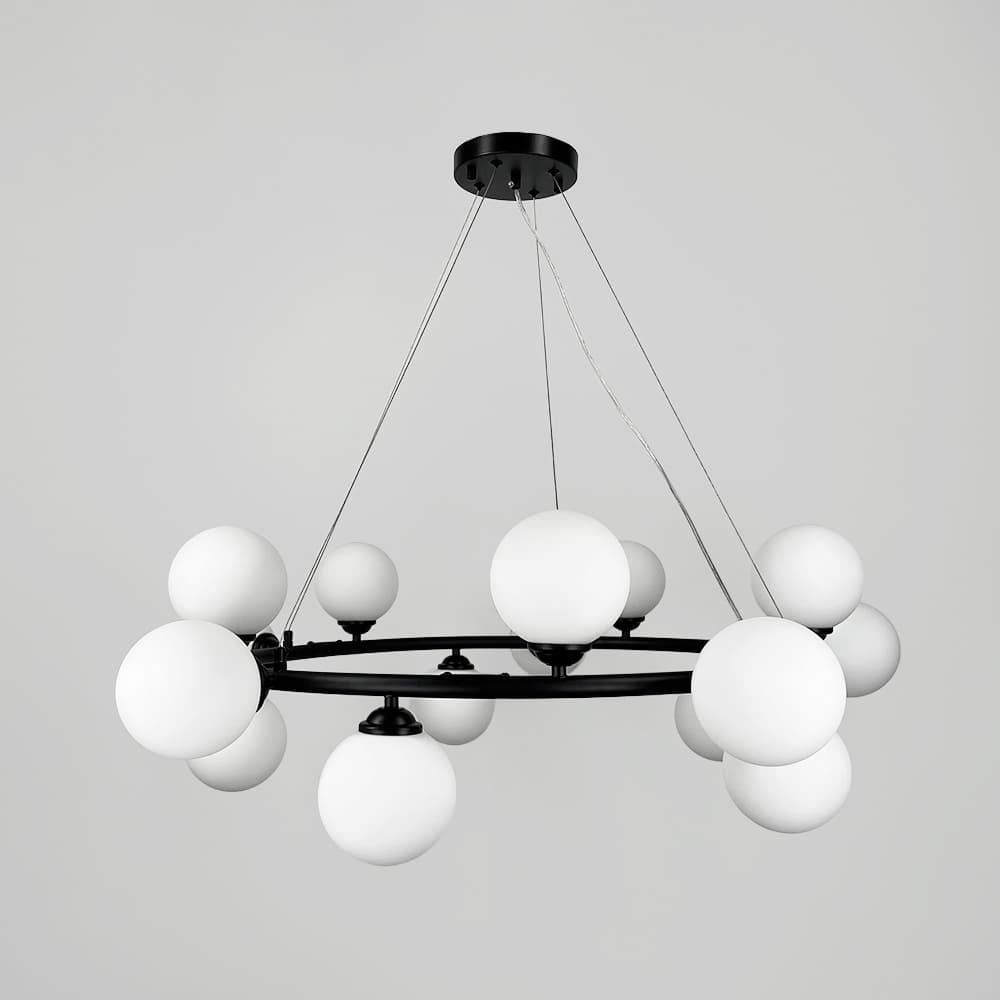 Люстра подвесная кольцо с плафонами Light House LNF-17561/15 BK WT цоколь G9 Ø 95 см Черный