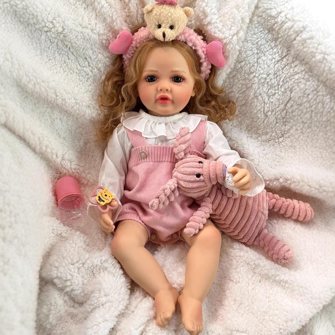 Кукла Reborn Алиса винил-силиконовая с соской/бутылочкой 55 см (1723677104)