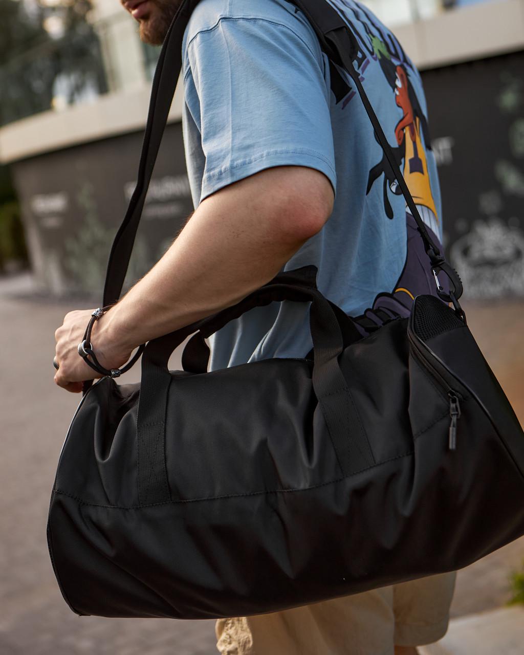 Сумка бочка с карманом для обуви 30 л Черный (392229792) - фото 3 Сумка бочка с карманом для обуви 30 л Черный (392229792) - фото 3