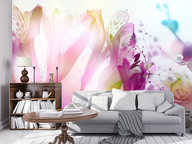 Фотообои 3D флизелиновые цветочные для спальни/зала/кухни Цветы
