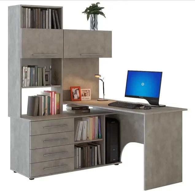 Комп'ютерний стіл кутовий з надбудовою Індастріал бетон (111788)