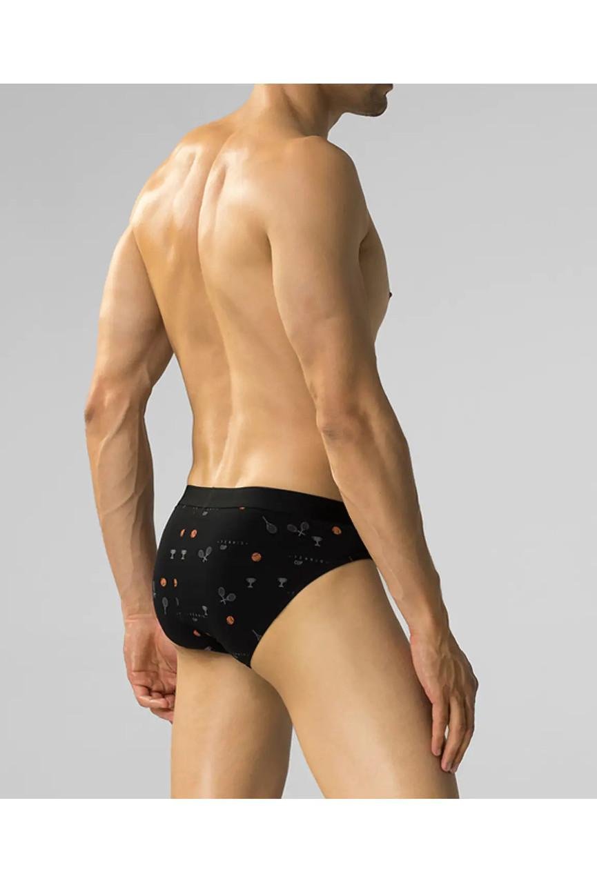 Набор трусов-брифов Atlantic 3MP-171 средней посадки хлопковых 3 шт. L Черный/Графитовый/Голубой (25211229) - фото 3