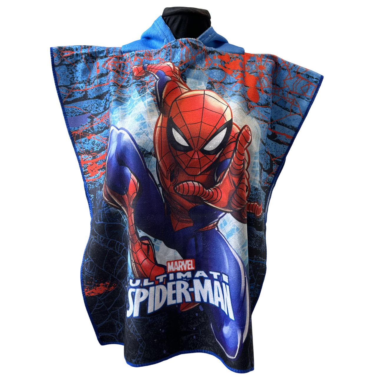 Пончо-полотенце детское с рисунком с капюшоном микрофибра 60x60 см Синий (27458869)